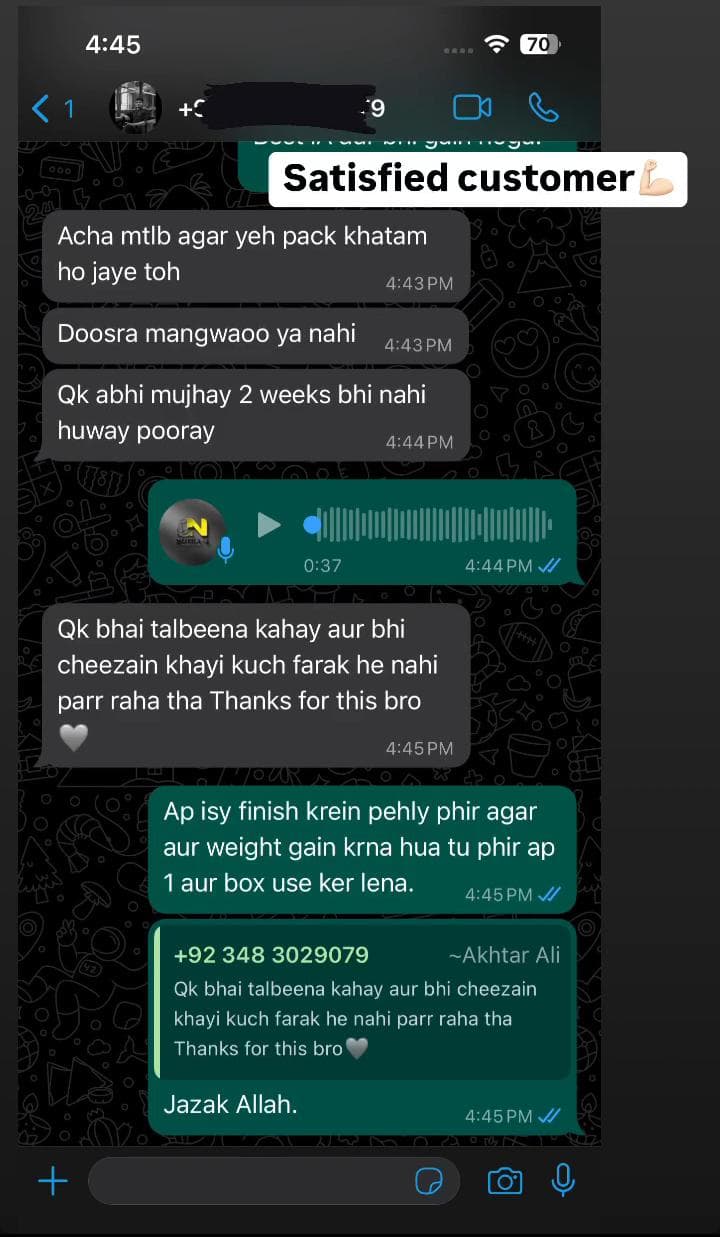 Verified customer WhatsApp Review